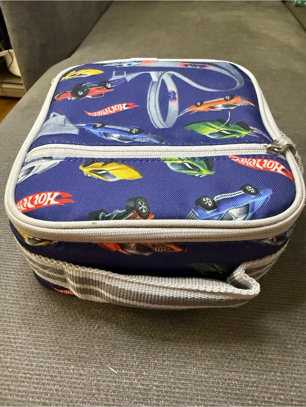 Pottery Barn Kids Hot Wheels Blue Car-Print Lunch Bag by